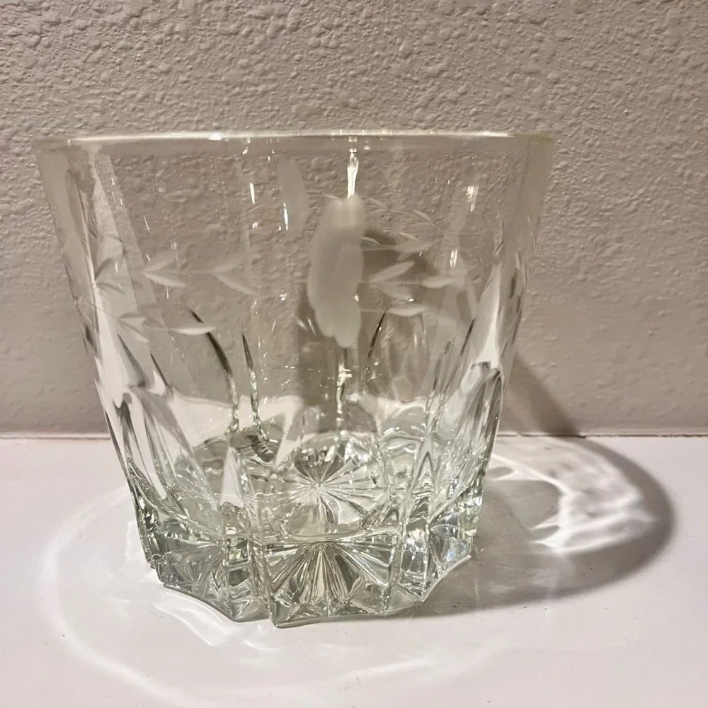 Vintage Princess House Heritage Floral Etched Ice Bucket.
